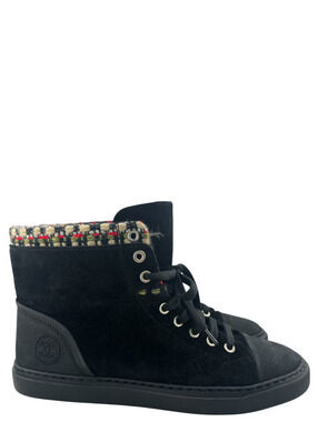 Chanel 2015 Suede High-Top Sneakers